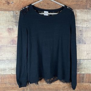 Cabi Sophia Lace Back Sweater Top Style# 5005